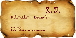 Kádár Dezső névjegykártya